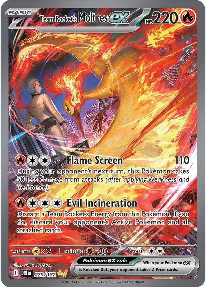 Team Rocket's Moltres ex 13/124 Destined Rivals Pokemon card