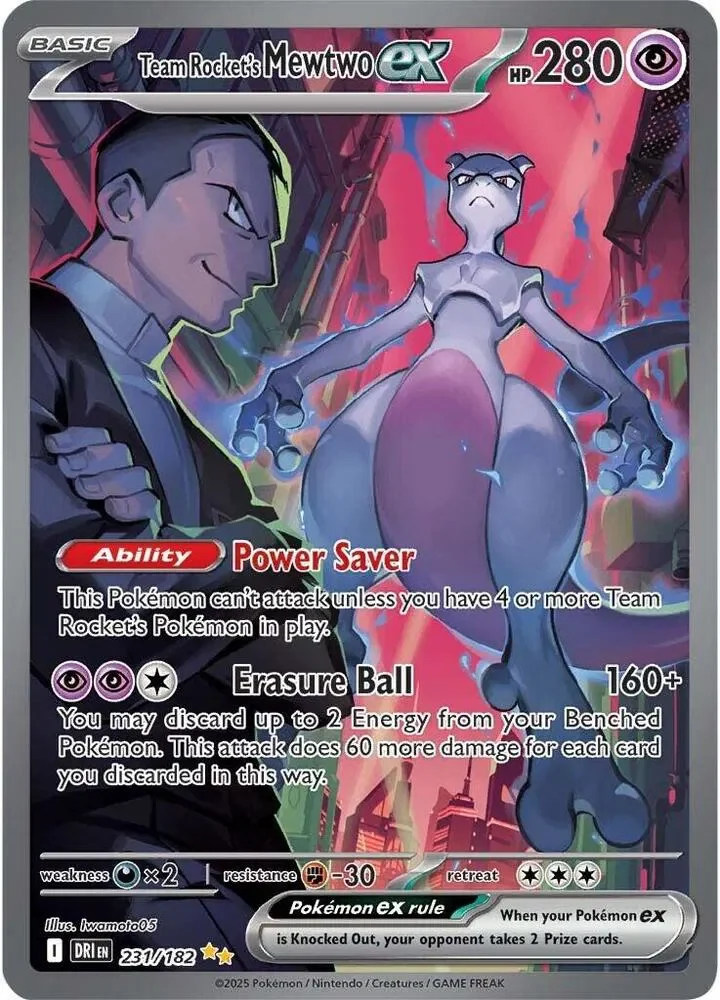 Team Rocket's Mewtwo ex 11/124 Destined Rivals Pokemon card