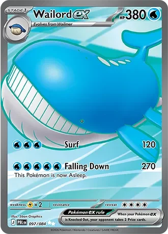 Wailord ex 19/124 Pitch Black Pokemon card