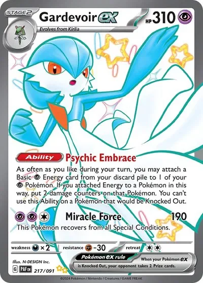 Gardevoir ex 14/124 Paldean Fates Pokemon card