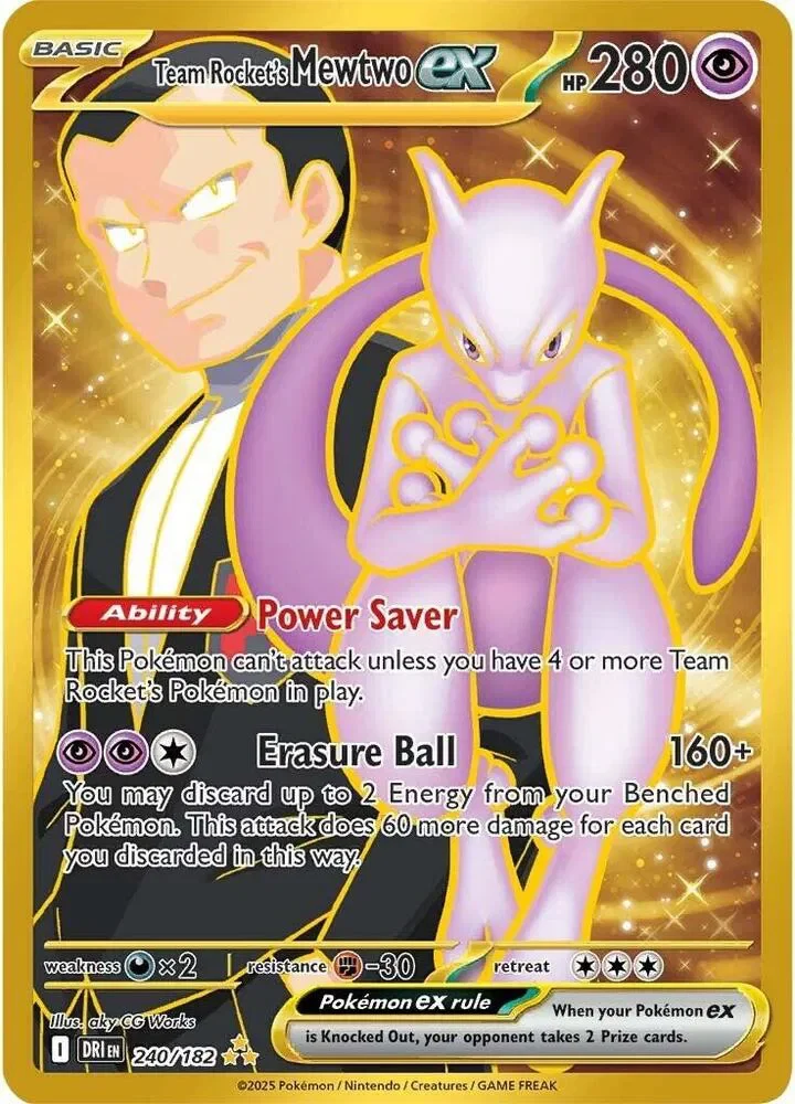 Team Rocket's Mewtwo ex 3/124 Destined Rivals Pokemon card