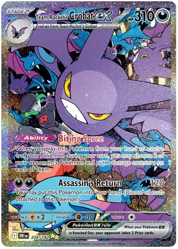 Team Rocket's Crobat ex 9/124 Destined Rivals Pokemon card