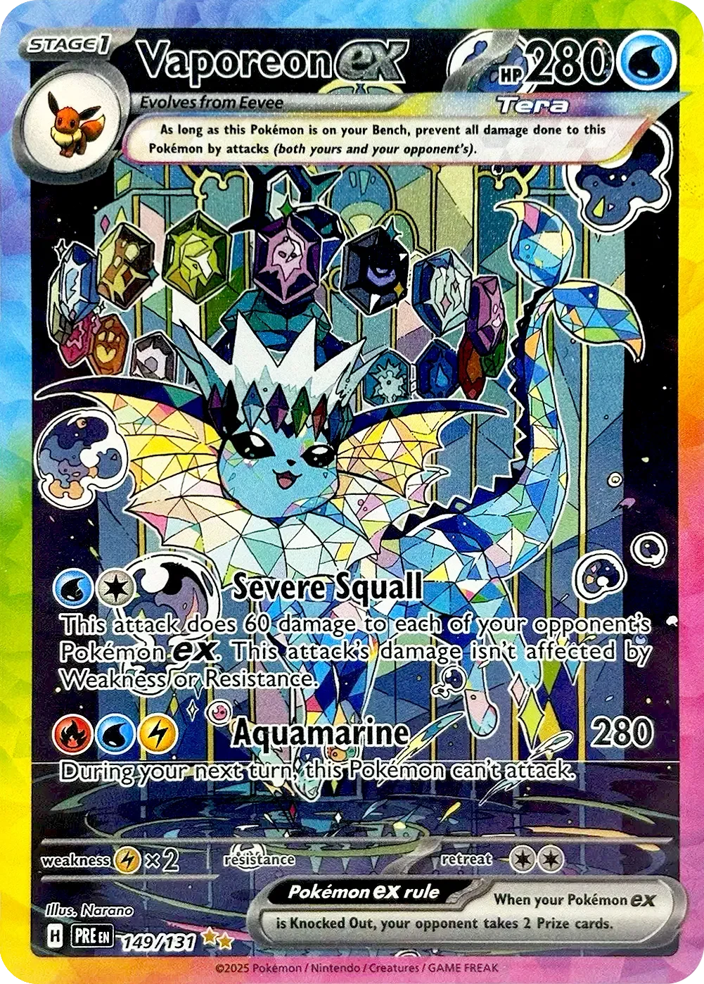 Vaporeon ex 6/125 Prismatic Evolutions Pokemon card