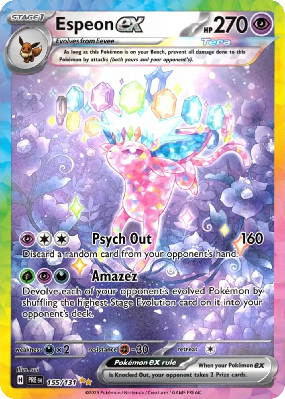 Espeon ex 10/125 Prismatic Evolutions Pokemon card