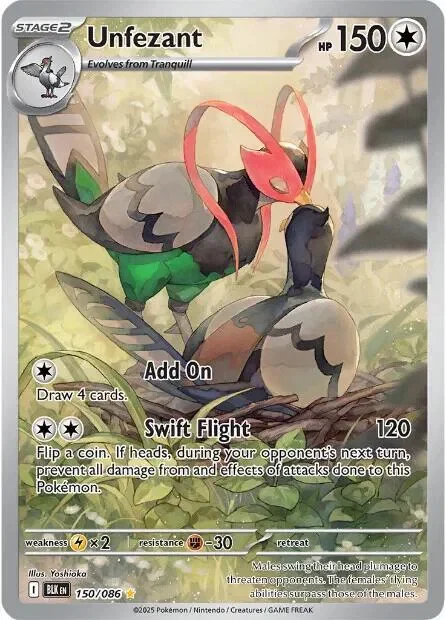 Unfezant  8/115 Black Bolt Pokemon card